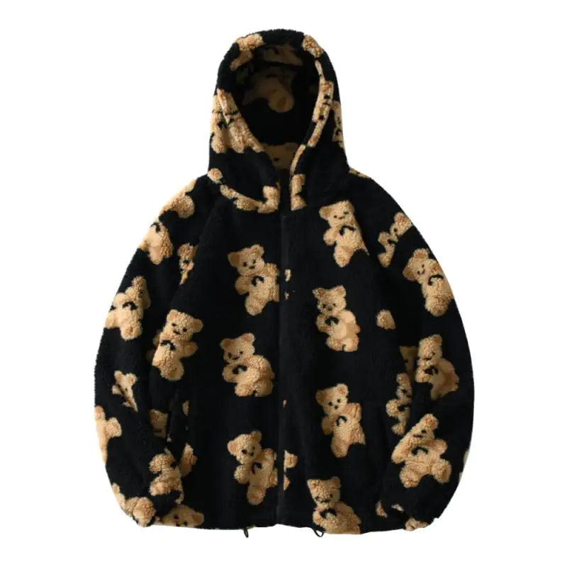 Cartoon Thick Patterned Zipper Hoodie Sweatshirt