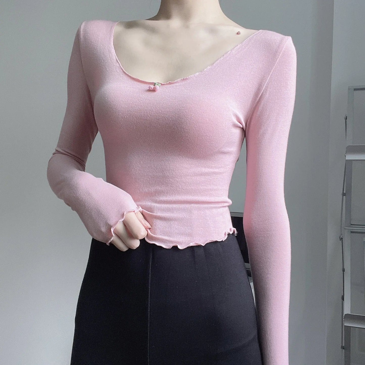 Women's Soft Waxy Cherry Long Sleeve Top