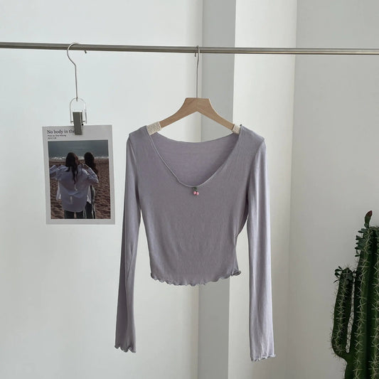 Women's Soft Waxy Cherry Long Sleeve Top
